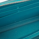 Chanel Turquoise Caviar Quilted Zip Around Wallet