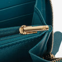 Chanel Turquoise Caviar Quilted Zip Around Wallet