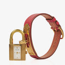 Hermes Kelly Rouge Courchevel Leather Gold Plated Watch