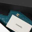 Chanel Turquoise Caviar Quilted Zip Around Wallet