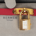 Hermes Kelly Rouge Courchevel Leather Gold Plated Watch