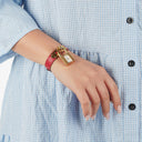 Hermes Kelly Rouge Courchevel Leather Gold Plated Watch