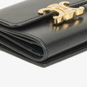 Celine Triomphe Black Leather Compact Wallet With Coin Purse