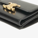 Celine Triomphe Black Leather Compact Wallet With Coin Purse
