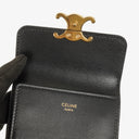 Celine Triomphe Black Leather Compact Wallet With Coin Purse