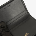 Celine Triomphe Black Leather Compact Wallet With Coin Purse