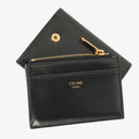 Celine Triomphe Black Leather Compact Wallet With Coin Purse