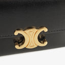 Celine Triomphe Black Leather Compact Wallet With Coin Purse