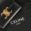 Celine Triomphe Black Leather Compact Wallet With Coin Purse