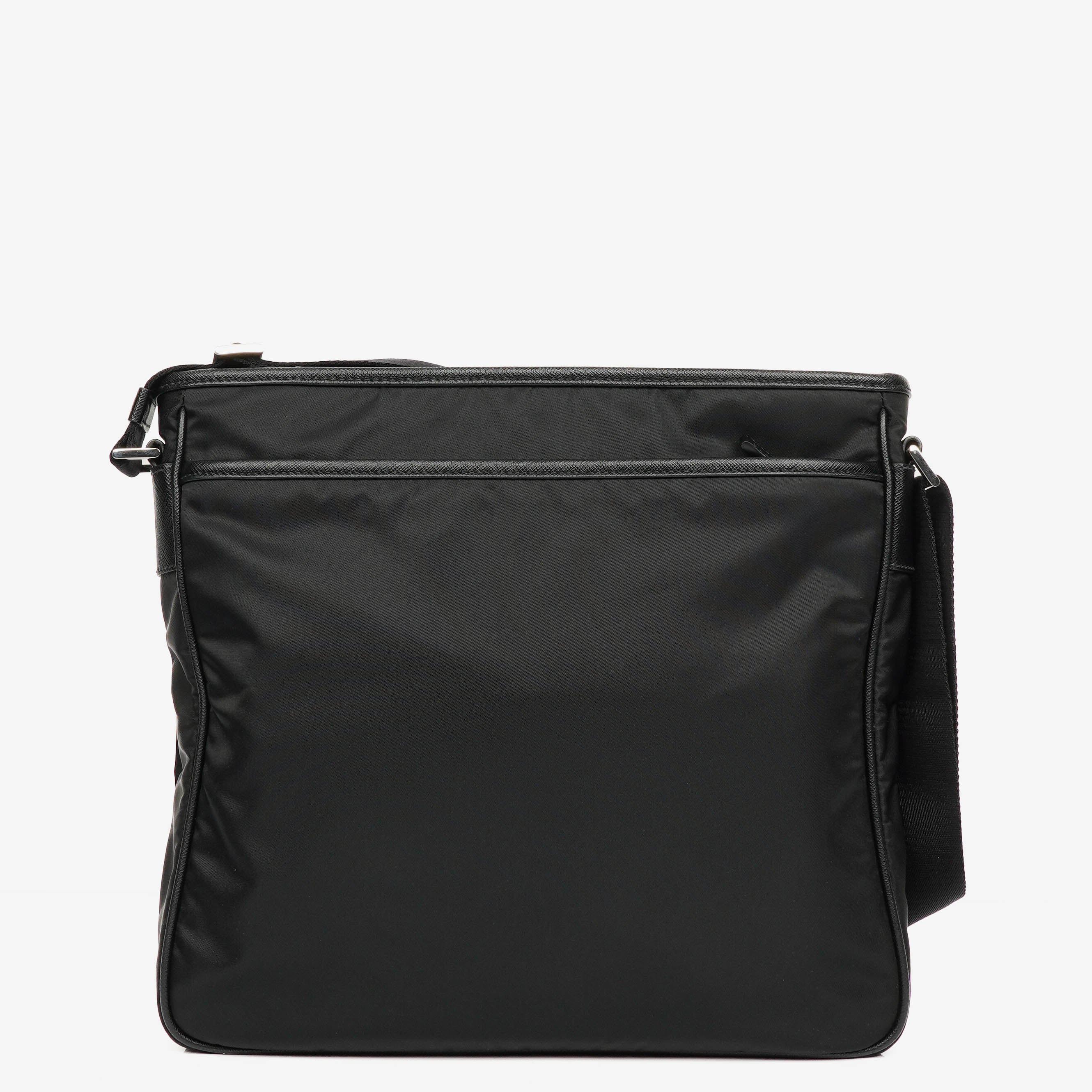 Prada Black Tessuto and Saffiano Leather Shoulder Bag