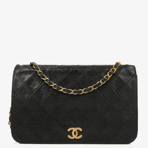 Chanel Classic Full Flap Bag Black Quilted Leather 24K Gold-Plated Hardware