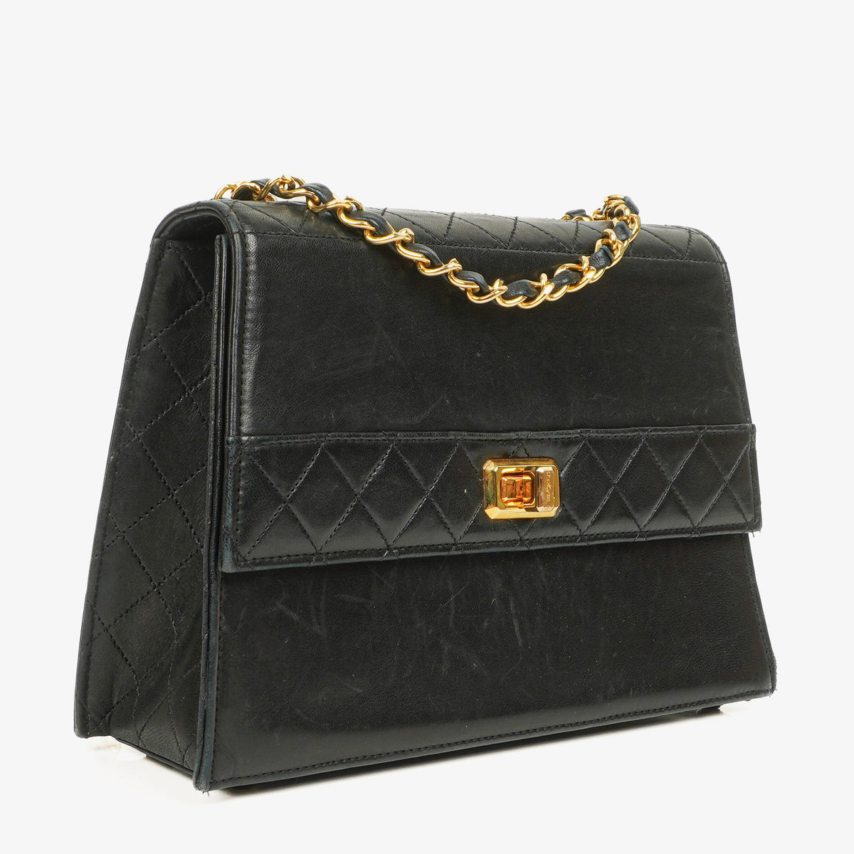 Chanel Black Quilted Lambskin Vintage Mini Trapeze Classic Single Flap Bag