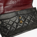 Chanel Paris Classic Medium Double Flap Bag Black Quilted Lambskin With Gold &amp; Silver Tone Combo Hardware
