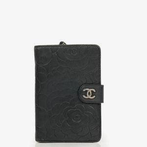 Chanel Black Camélia Embossed Leather Wallet