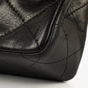 Chanel Paris Classic Medium Double Flap Bag Black Quilted Lambskin With Gold &amp; Silver Tone Combo Hardware