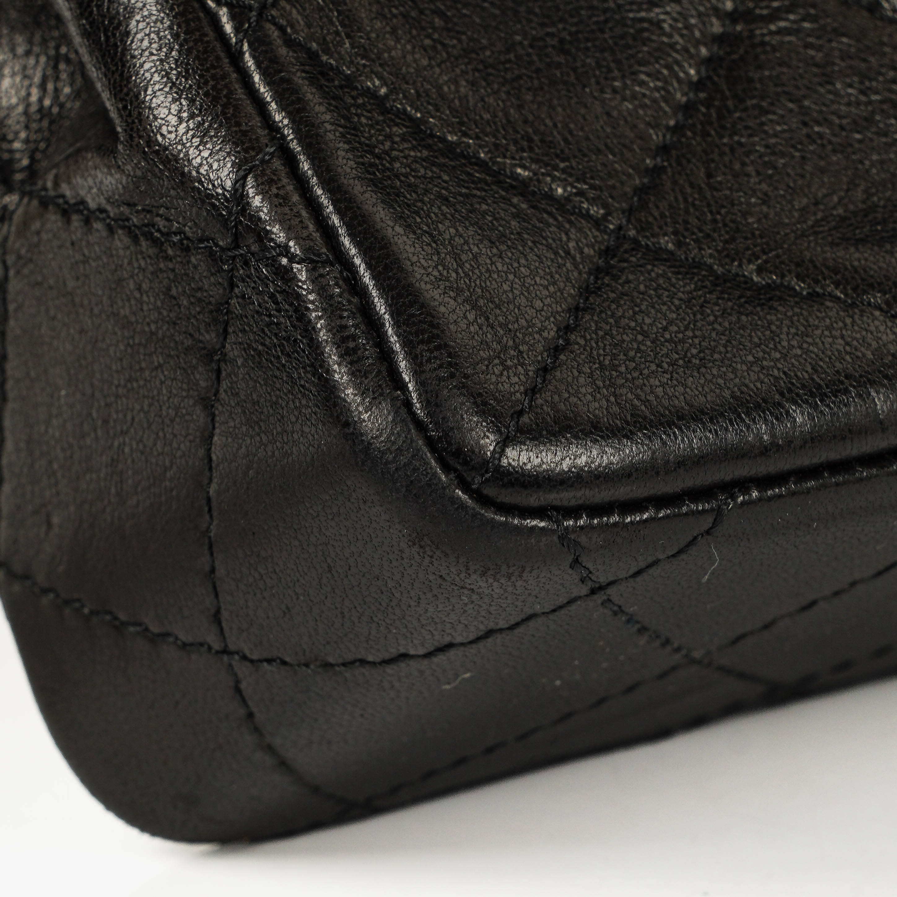 Chanel Paris Classic Medium Double Flap Bag Black Quilted Lambskin With Gold &amp; Silver Tone Combo Hardware