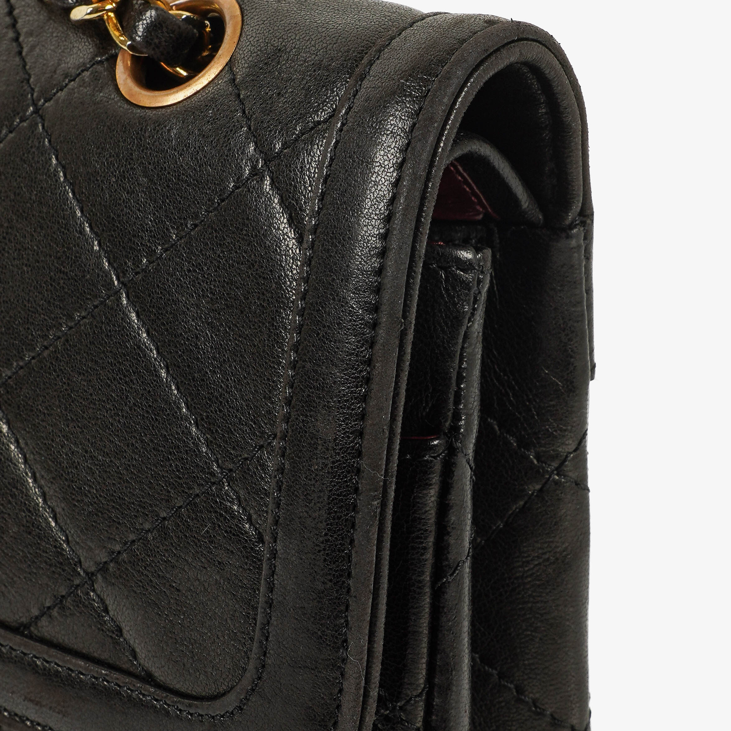 Chanel Paris Classic Medium Double Flap Bag Black Quilted Lambskin With Gold &amp; Silver Tone Combo Hardware