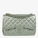 Chanel Classic Metallic Green Quilted Lambskin Jumbo Double Flap Bag&nbsp;
