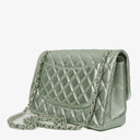 Chanel Classic Metallic Green Quilted Lambskin Jumbo Double Flap Bag&nbsp;
