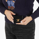Celine Triomphe Black Leather Compact Wallet With Coin Purse