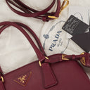 Prada Saffiano Lux Cerise Open Promenade Bag