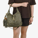 Gucci Jackie Leather Bamboo Tassel Hobo Bag