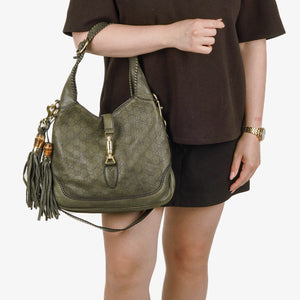 Gucci Jackie Leather Bamboo Tassel Hobo Bag