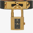 Hermes Kelly Noir Epsom Leather Gold Plated Watch