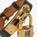 Hermes Kelly Noir Epsom Leather Gold Plated Watch
