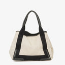 Balenciaga Navy Cabas Small Natural Black Calfskin Cotton Canvas Bag
