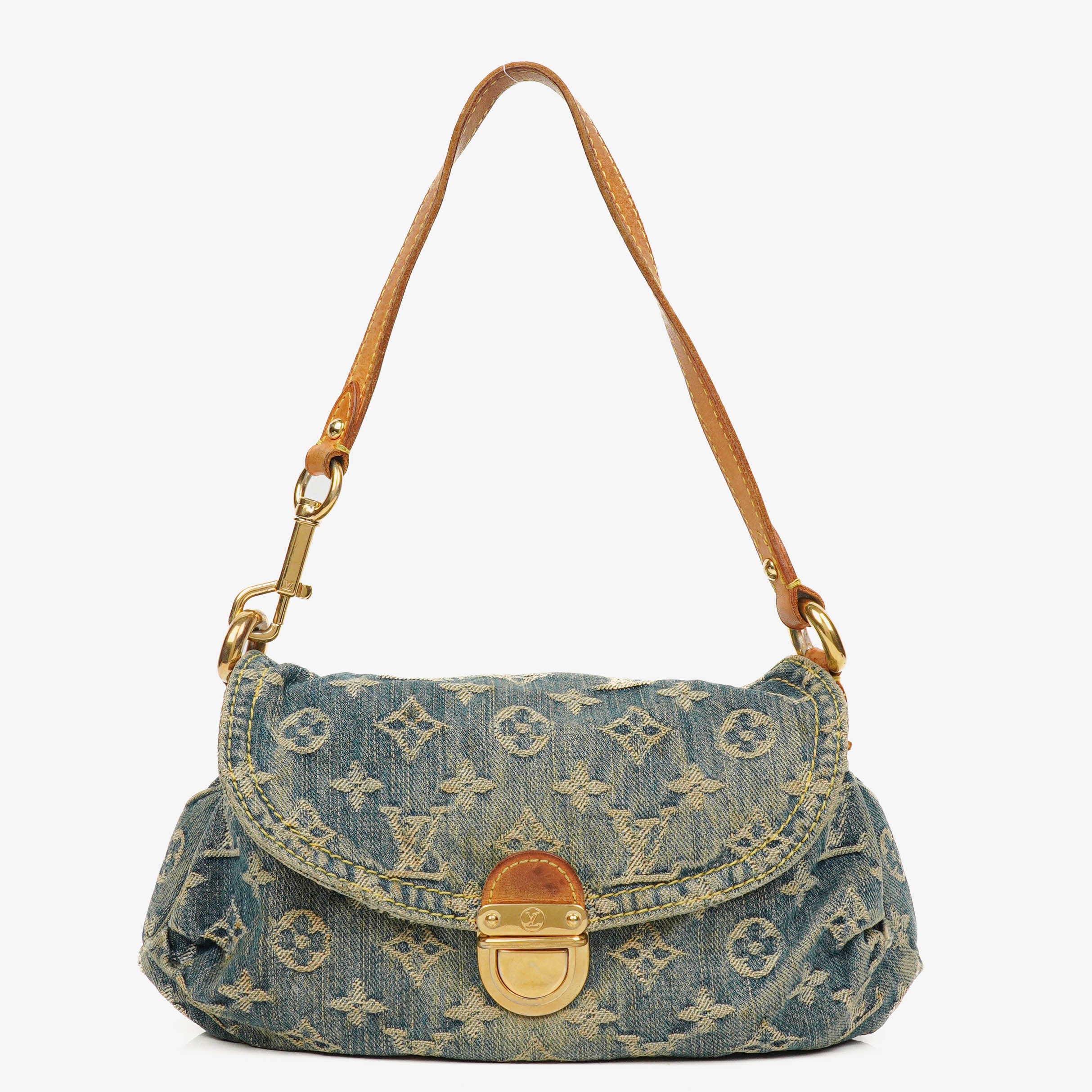 Louis Vuitton Blue Denim Mini Pleaty Monogram Bag