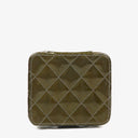 Chanel CC Vanity Case Olive Green Iridescent Quilted Patent Leather