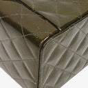 Chanel CC Vanity Case Olive Green Iridescent Quilted Patent Leather