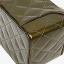 Chanel CC Vanity Case Olive Green Iridescent Quilted Patent Leather