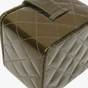 Chanel CC Vanity Case Olive Green Iridescent Quilted Patent Leather