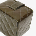 Chanel CC Vanity Case Olive Green Iridescent Quilted Patent Leather