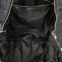 Prada Black Denim And Leather Duffle Travel Bag