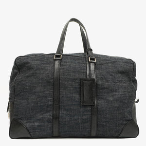 Prada Black Denim And Leather Duffle Travel Bag