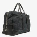 Prada Black Denim And Leather Duffle Travel Bag