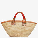 Balenciaga Neutral And Brown Straw Bistrot Panier Bag