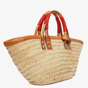 Balenciaga Neutral And Brown Straw Bistrot Panier Bag