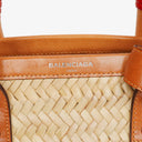 Balenciaga Neutral And Brown Straw Bistrot Panier Bag