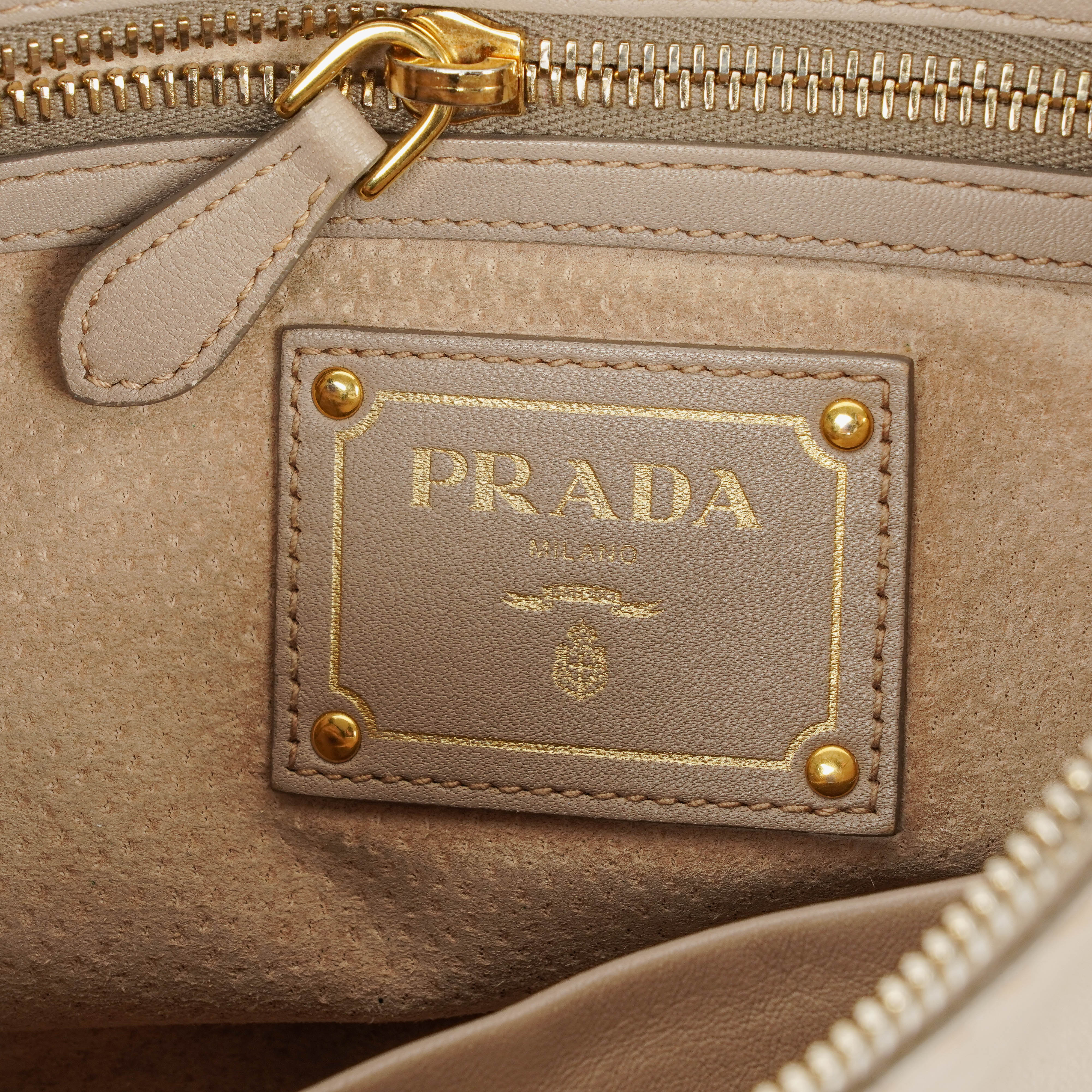 Prada Argilla Soft Calfskin Stitched Shoulder Bag
