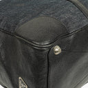 Prada Black Denim And Leather Duffle Travel Bag