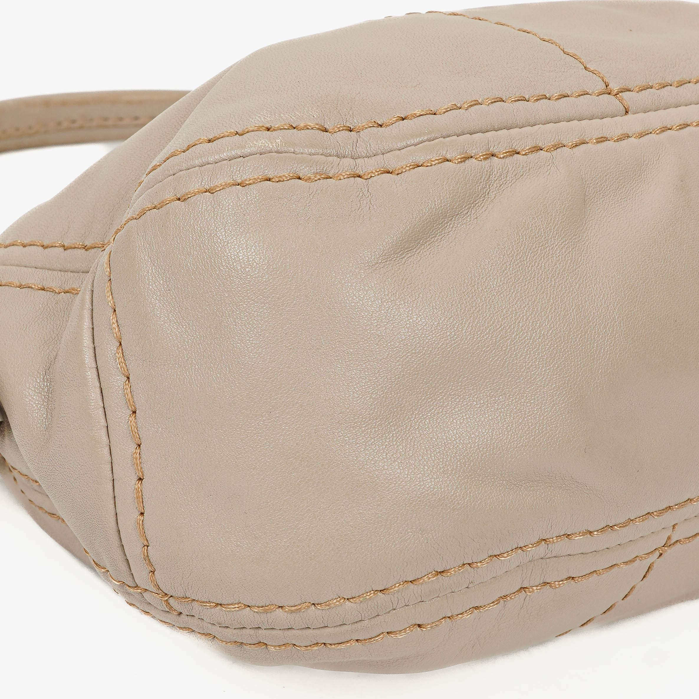 Prada Argilla Soft Calfskin Stitched Shoulder Bag