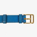 Hermes Kelly Blue Courchevel Leather Gold Plated Watch