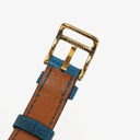 Hermes Kelly Blue Courchevel Leather Gold Plated Watch