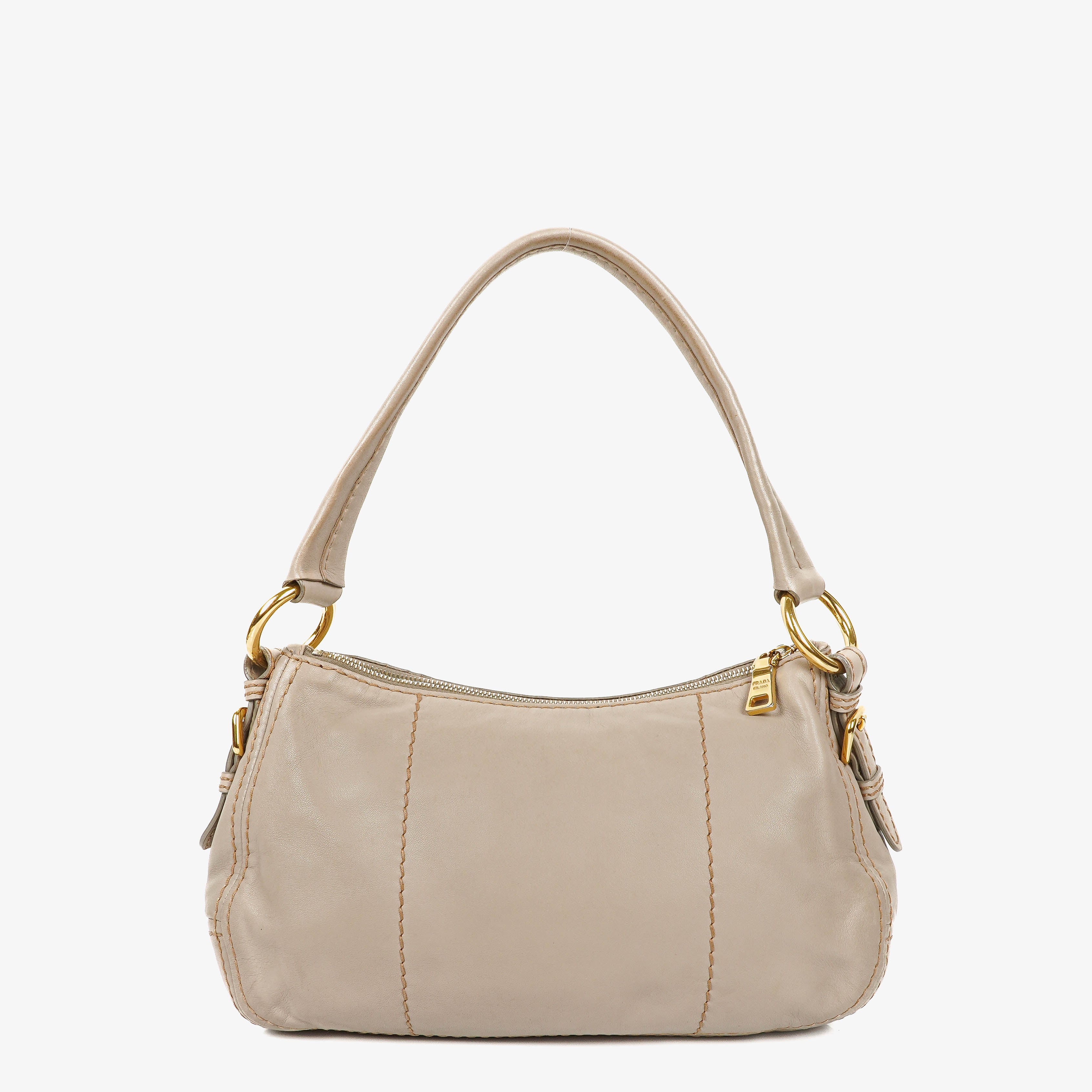 Prada Argilla Soft Calfskin Stitched Shoulder Bag
