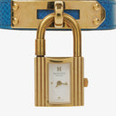 Hermes Kelly Blue Courchevel Leather Gold Plated Watch