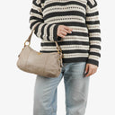 Prada Argilla Soft Calfskin Stitched Shoulder Bag